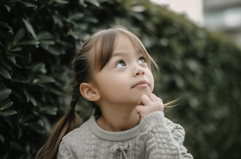 漂亮的孩子玩思考者和严肃实拍,高清,摄影图,摄影图片,图片大全,摄影图免费下载